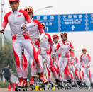 A roller skis event took place outside the famous sports venue of Beijing National Stadium, also known as the Bird’s Nest. Photo: Heiko Junge, NTB scanpix